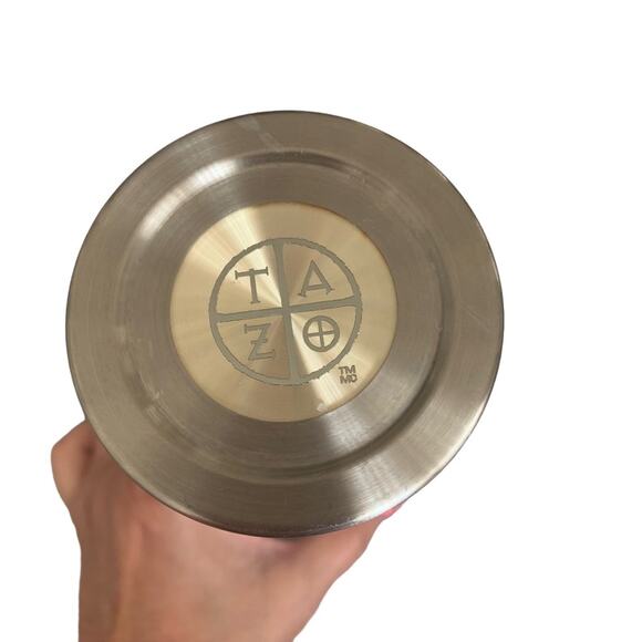 Starbucks 2010 Tazo Tea 10 oz. Glass Infuser Tumbler Silver Leaf Detail NWOT - Picture 5 of 7